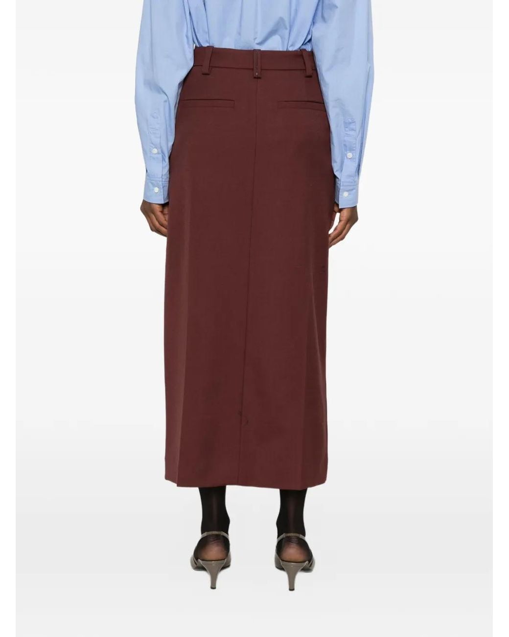 Brunello Cucinelli Purple Front-Slit Midi Skirt
