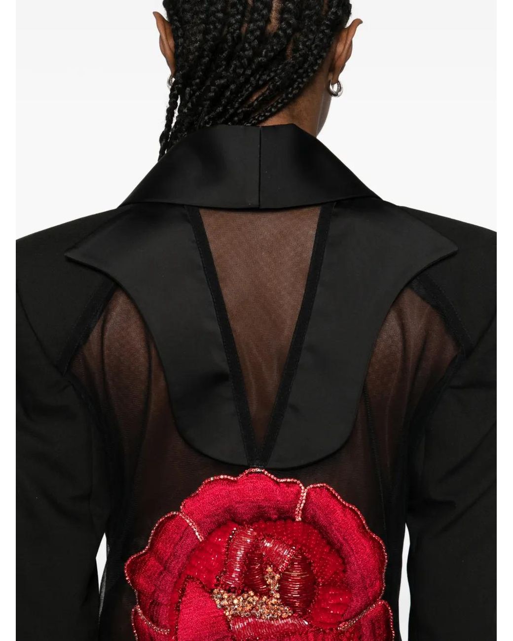 MITILIANE COUTURE Black Robe Courte À Rose Brodée