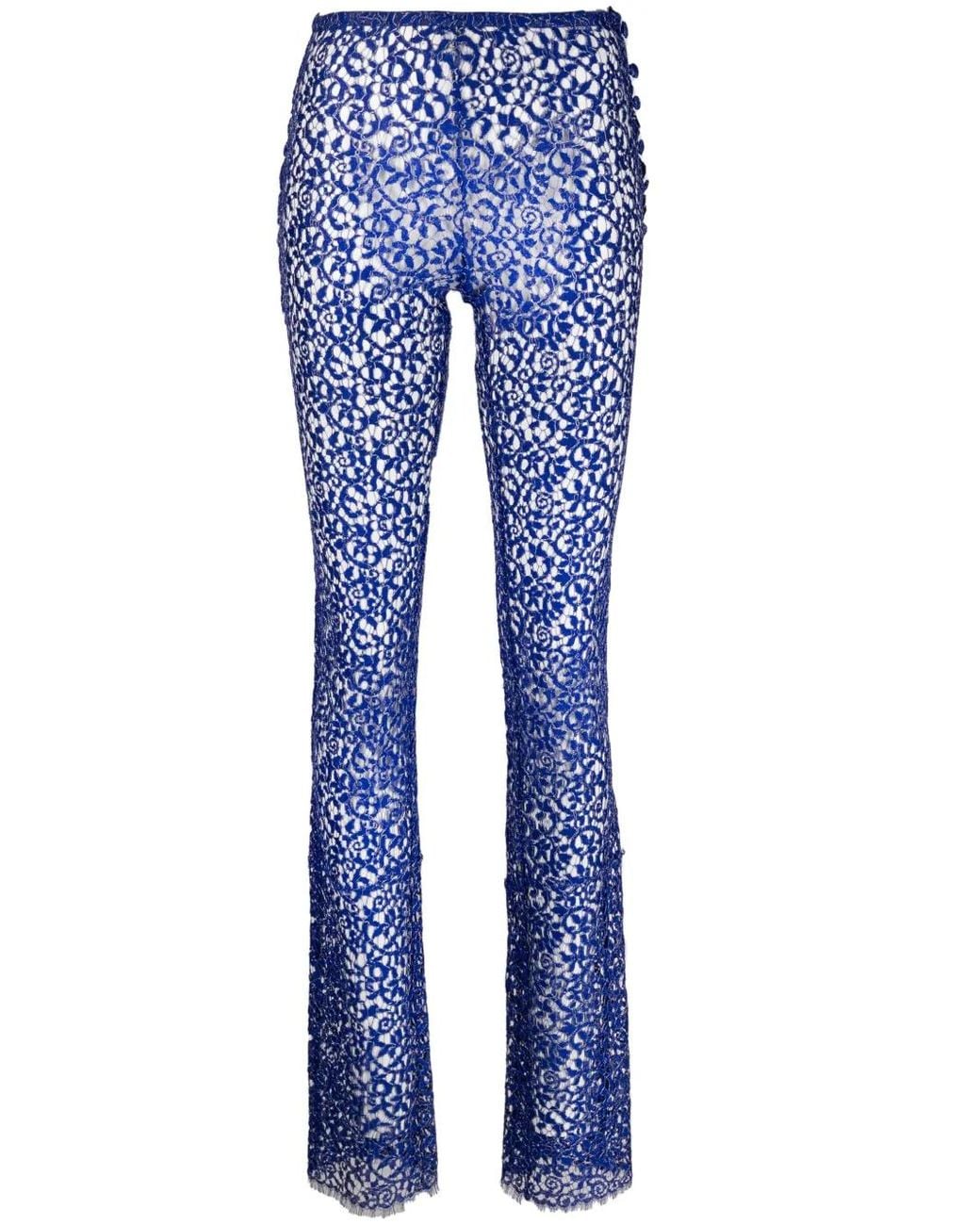 Coperni Blue Corded-Lace Flared Trousers