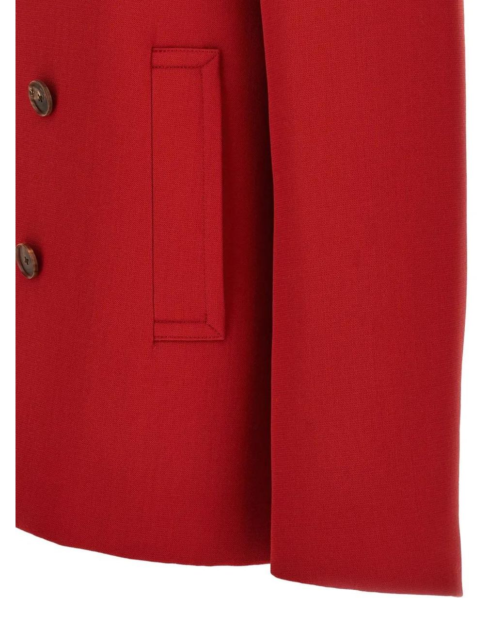 Auralee Red Double-Breasted Jacket