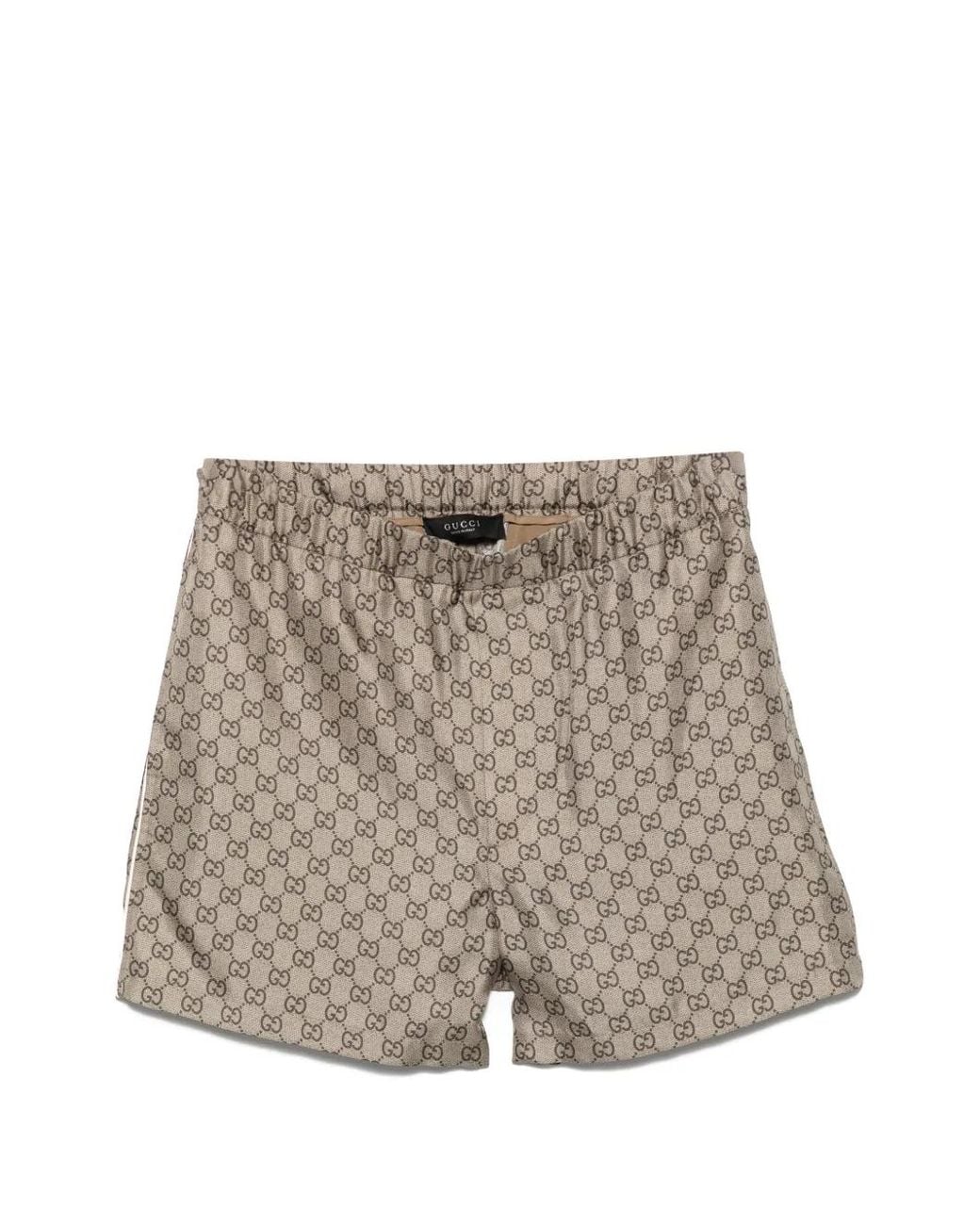 Gucci Natural Printed Silk Twill Shorts