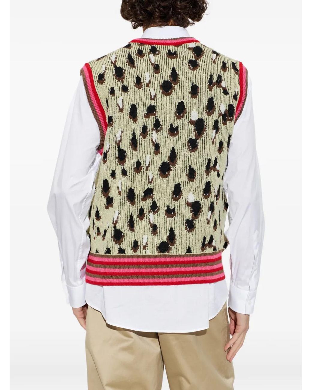 PDF Yellow Leopard-Patterned Knitted Vest for men