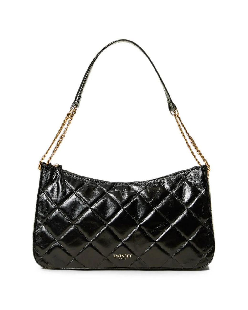 Twinset Black Large Liliane Quilted Leather Bag