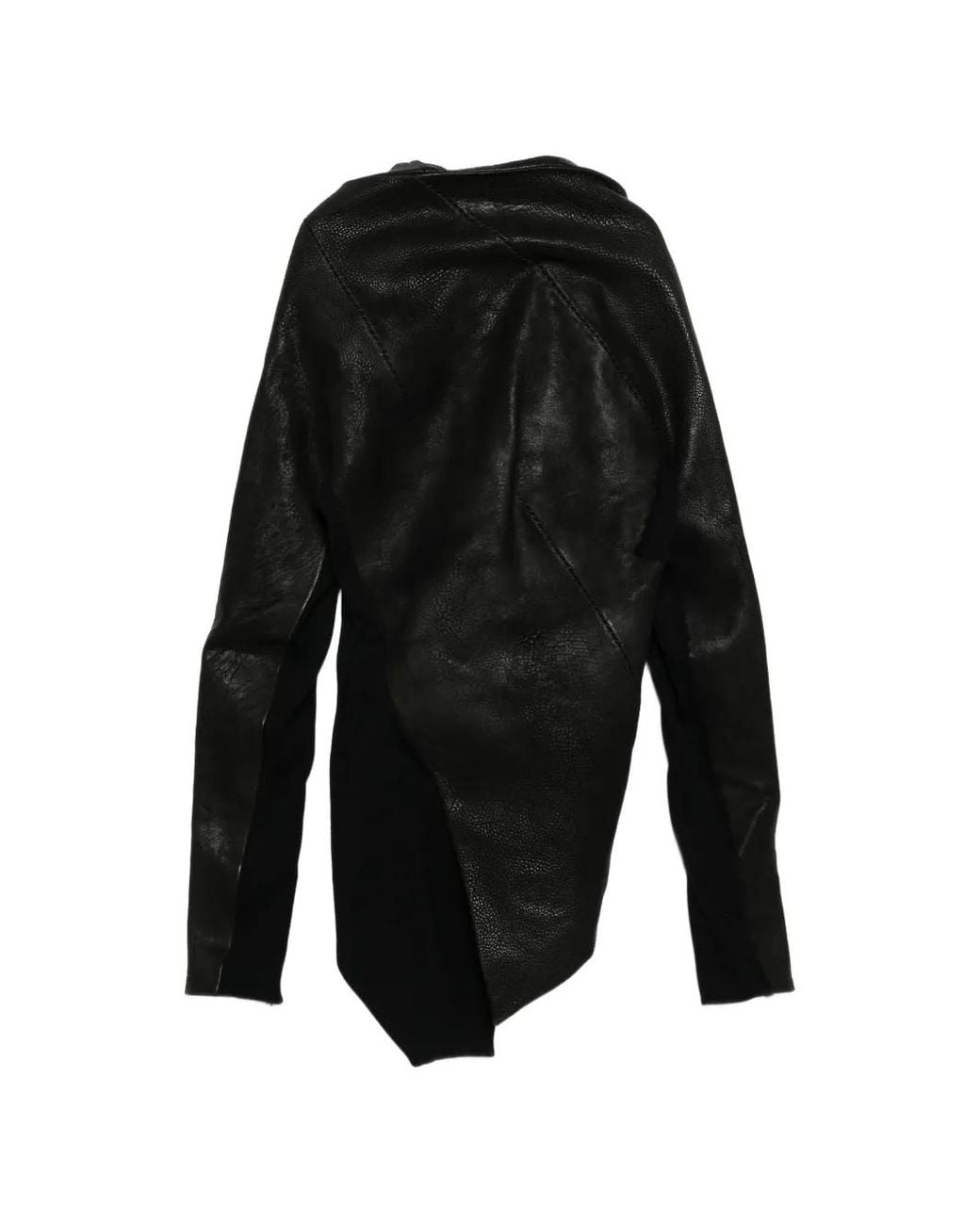 Yehuafan Black Panelled Leather Jacket
