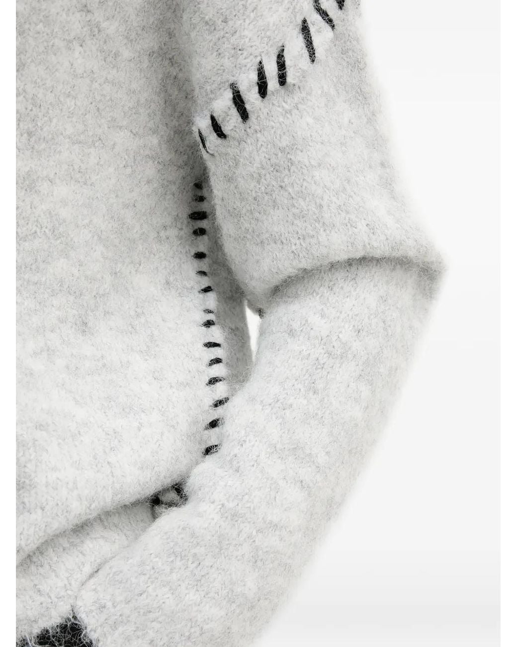 Sandro Ferrone White Whipstitch-Detail V-Neck Sweater