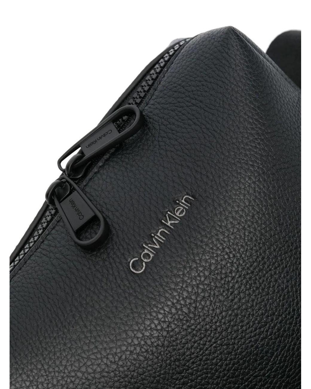 Calvin Klein Black Logo-Print Messenger Bag for men