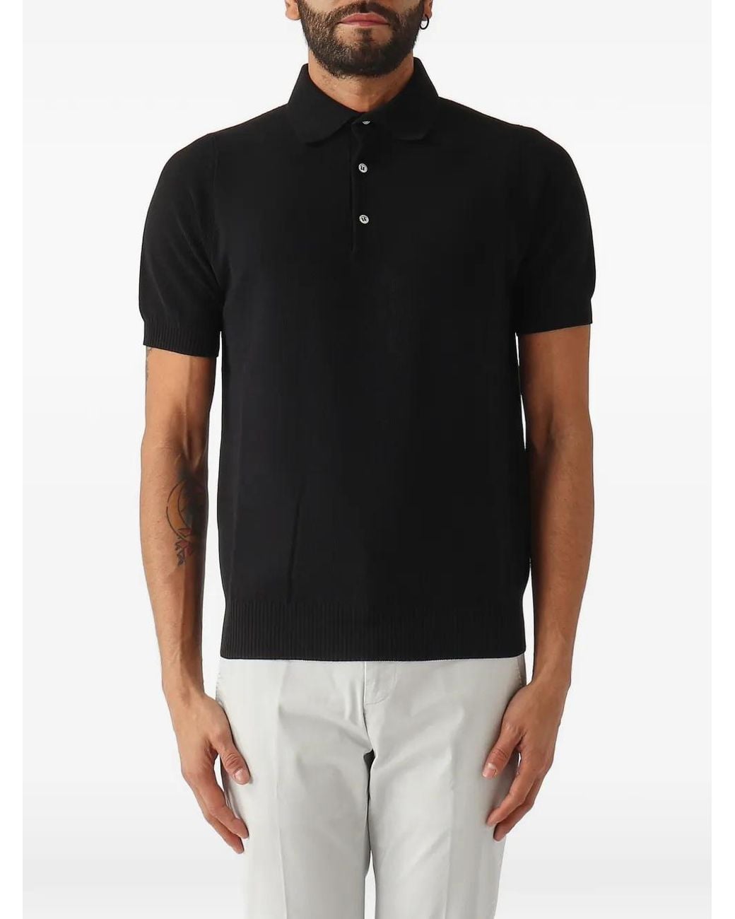 FILIPPO DE LAURENTIIS Black Cotton Polo-Shirt for men