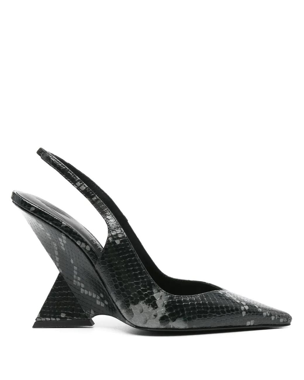 The Attico Black Cheope 105 Leather Slingback Pumps