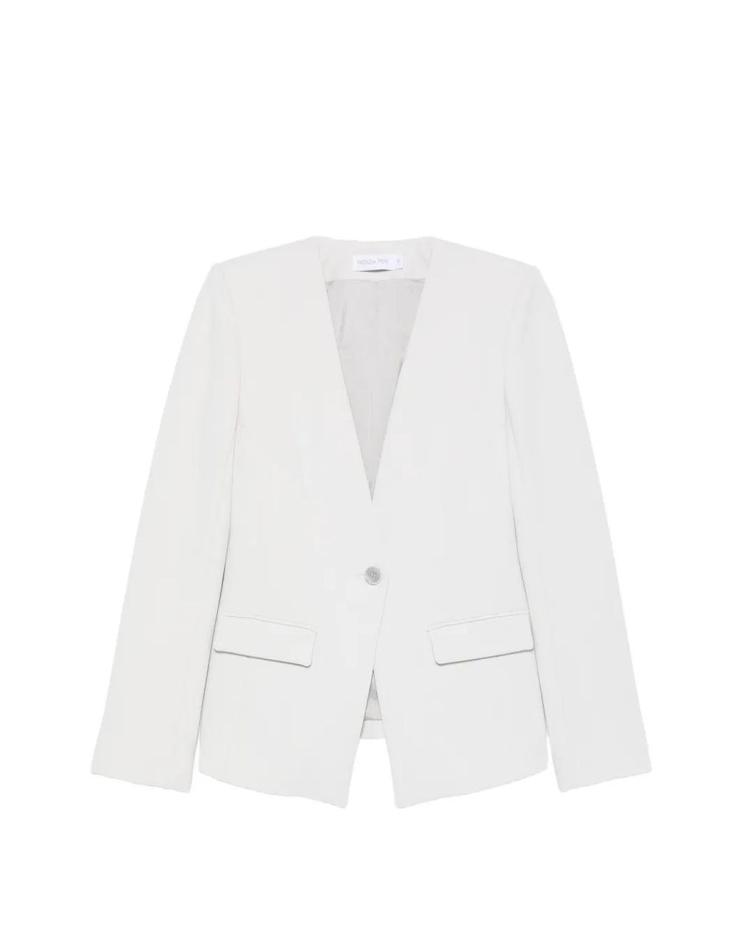 Patrizia Pepe White Single-Breasted Pocket Jacket