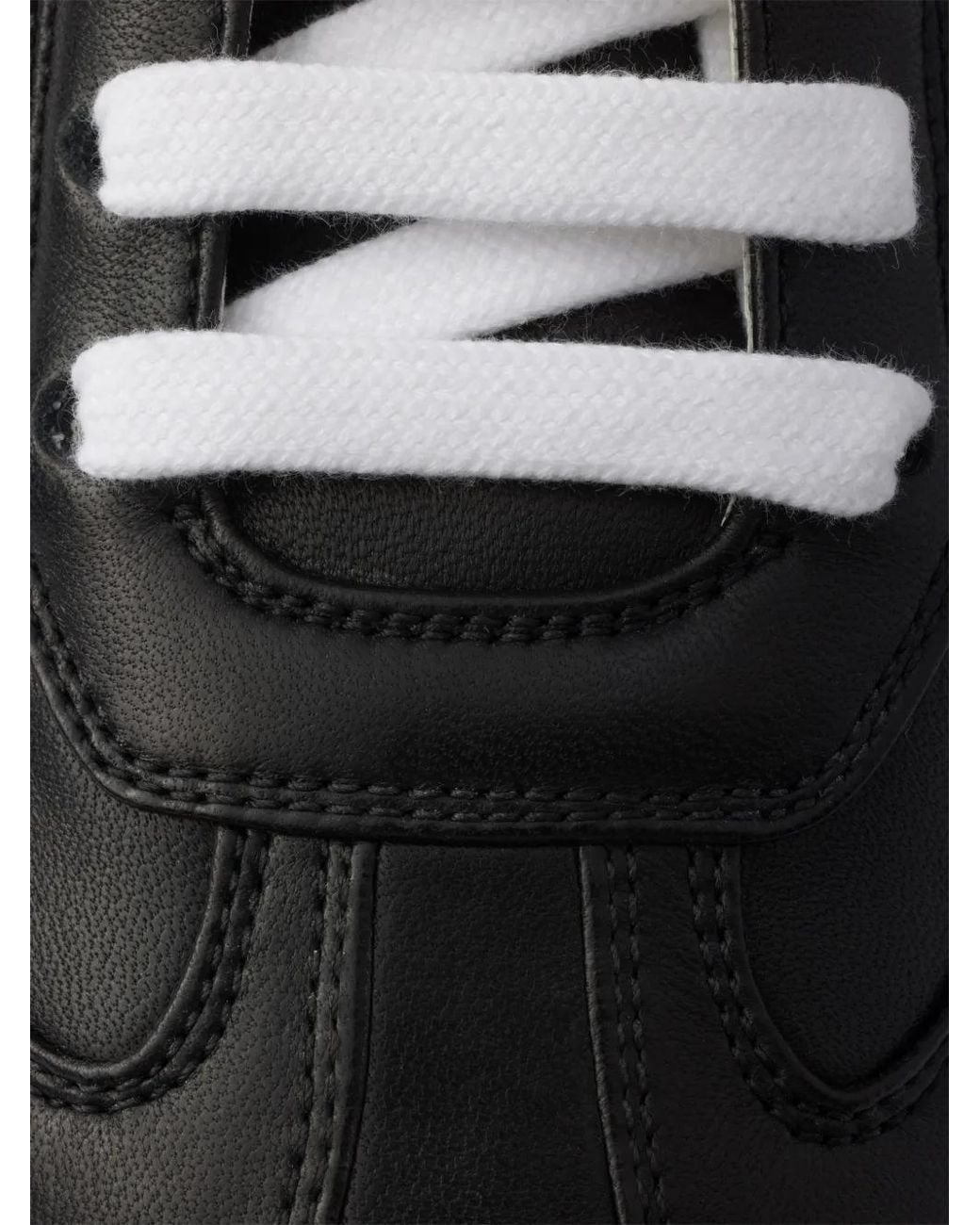 Prada Black Leather Lace-Up Sneakers