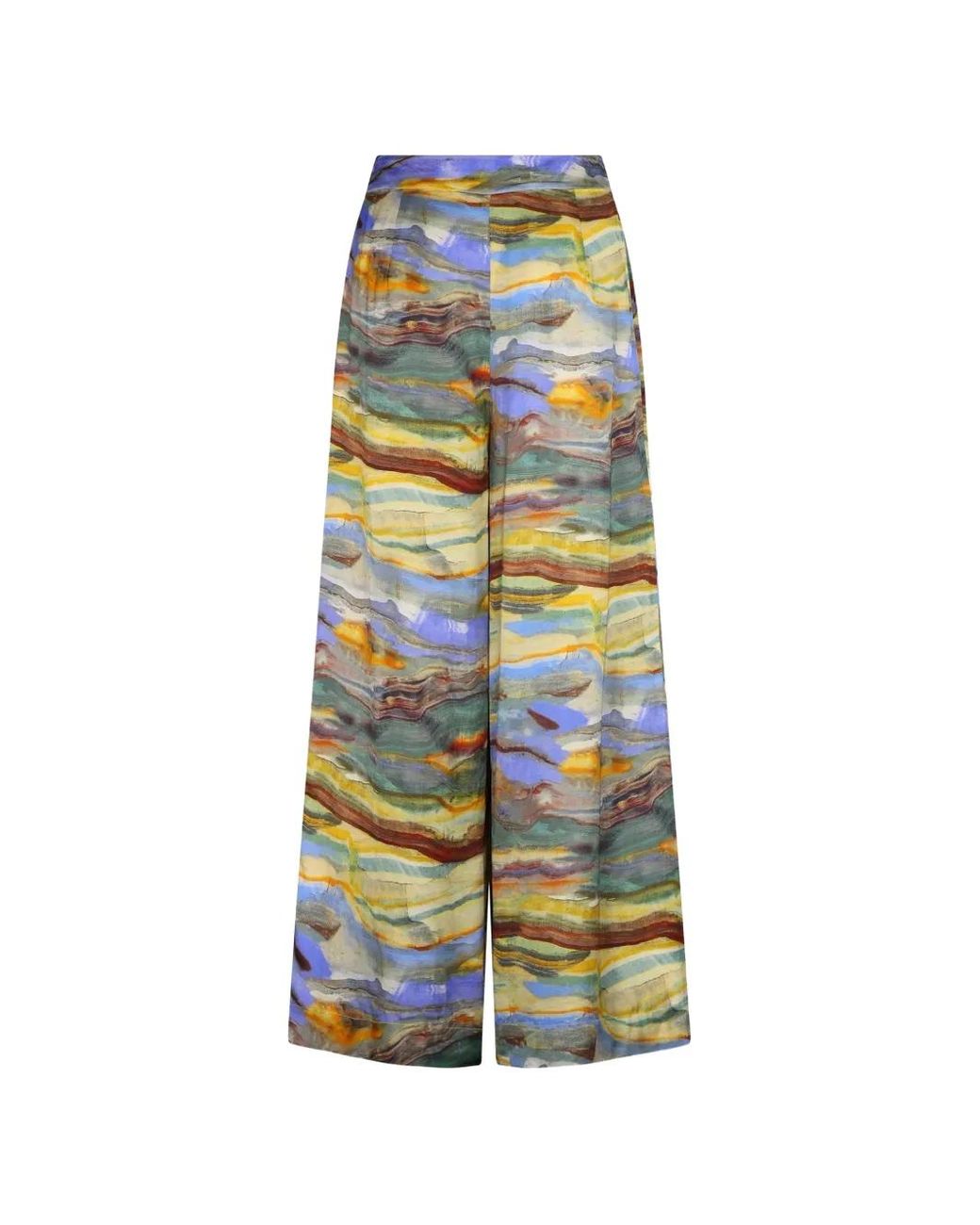 Carolina K White Marble-Print Palazzo Pants