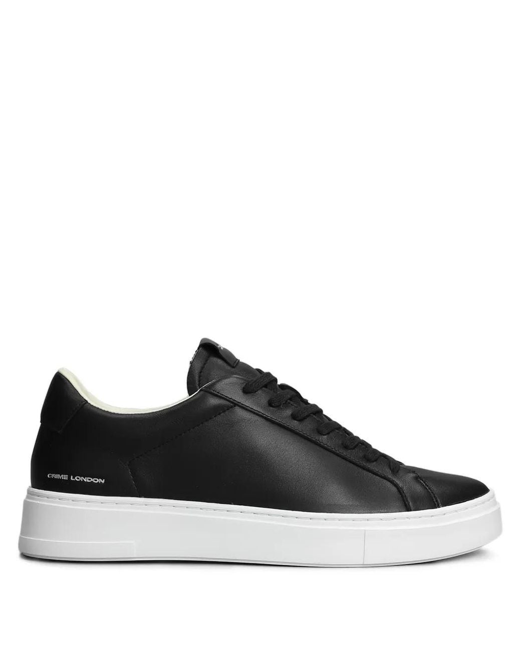 Crime London Black Leather Low-Top Sneakers for men