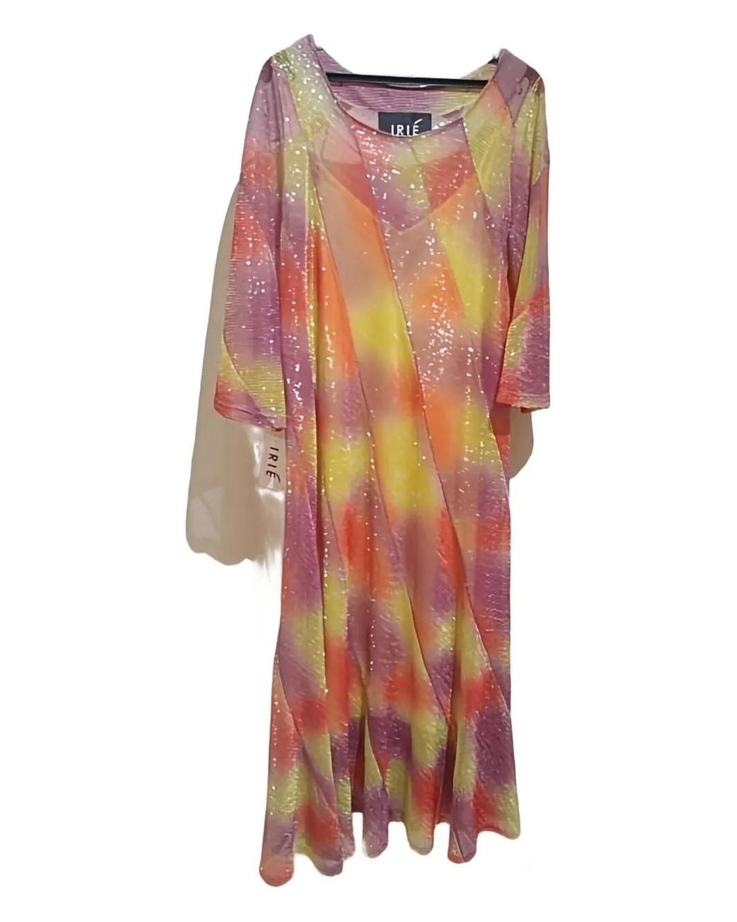 Irie Yellow Diagonal-Patterned Sequin Dress