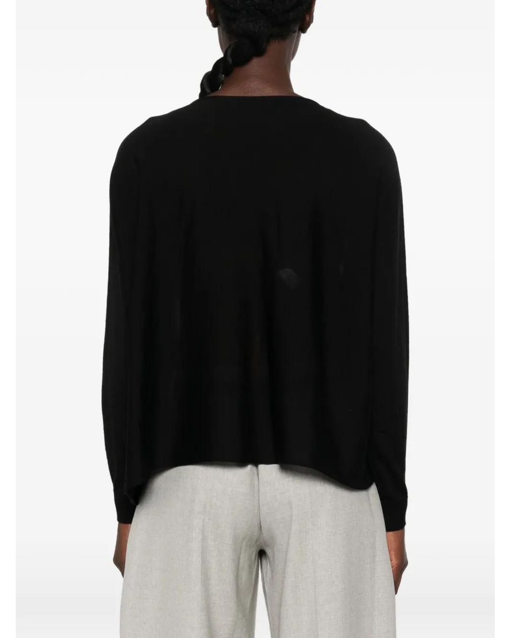 Liviana Conti Black Button-Up Boat-Neck Cardigan