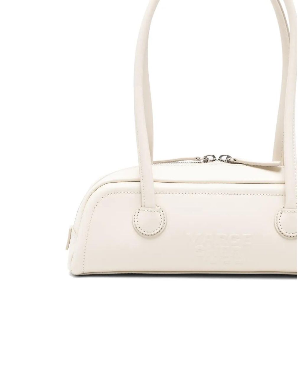 MARGE SHERWOOD White Embossed-Logo Leather Tote Bag
