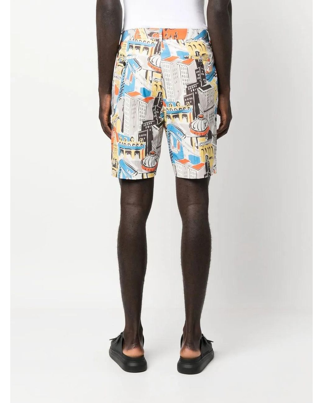 Moschino Blue Abstract-Print Cotton-Blend Shorts for men