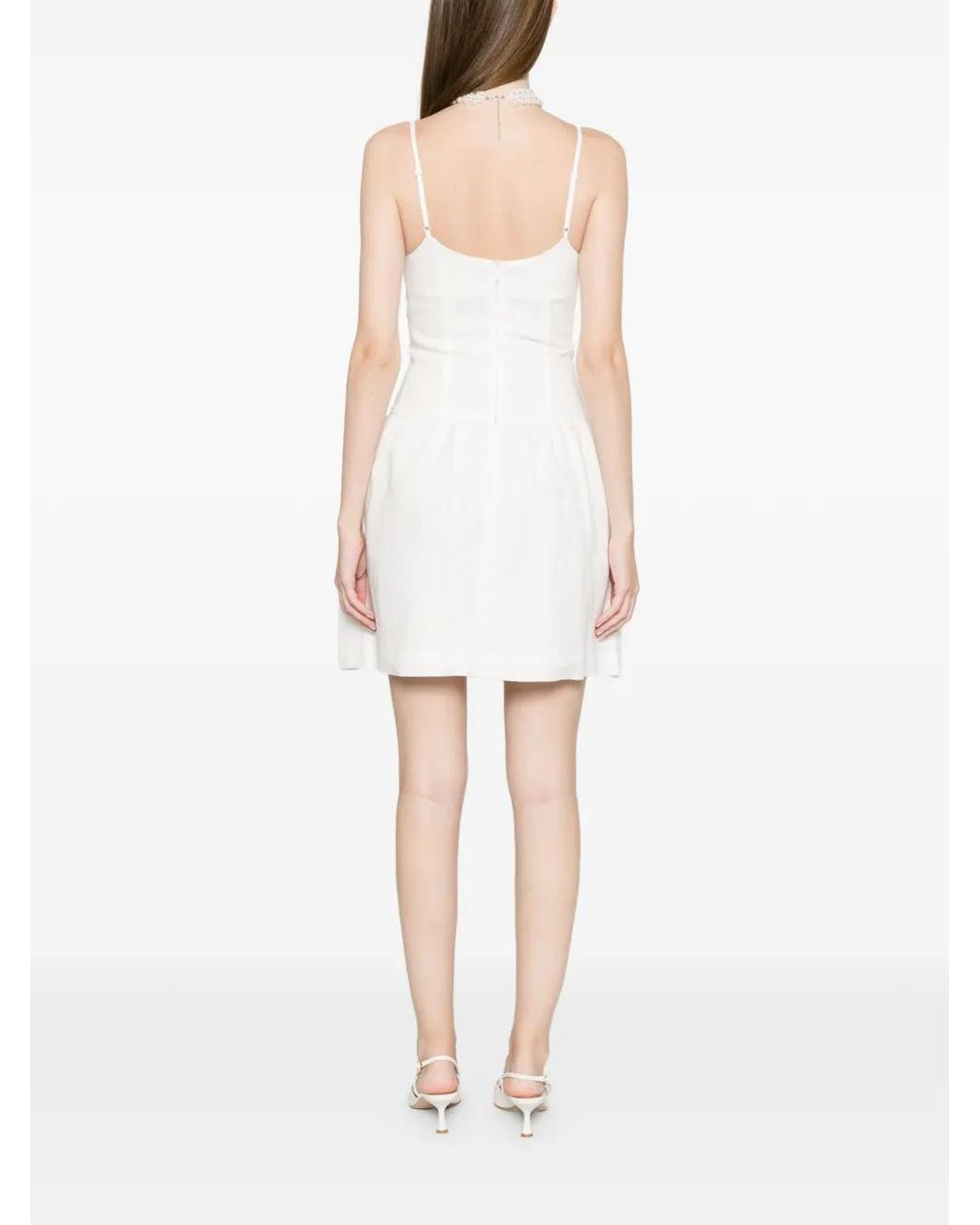 ShuShu/Tong White Floral Pleated Mini Dress