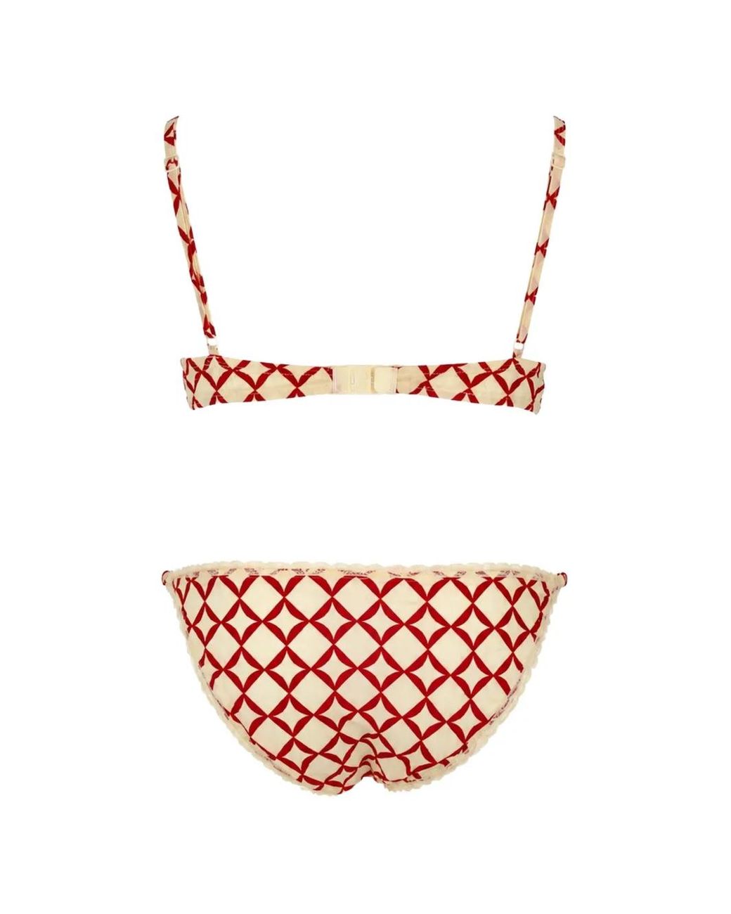 Laura Urbinati Red Soutien-Gorge À Imprimé Géométrique Et Finitions En Dentelle