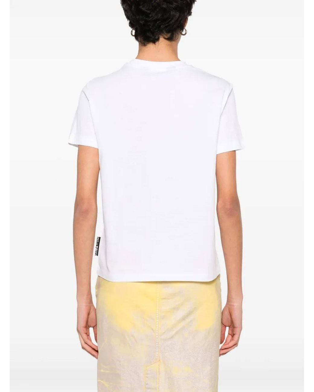 Just Cavalli White Logo-Print Cotton T-Shirt