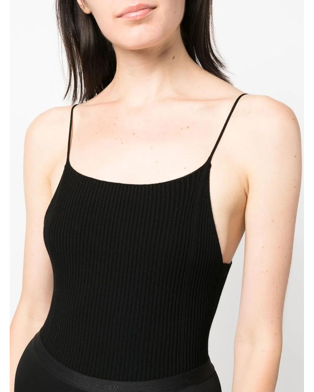 Aeron Black Lourde Sleeveless Ribbed Bodysuit