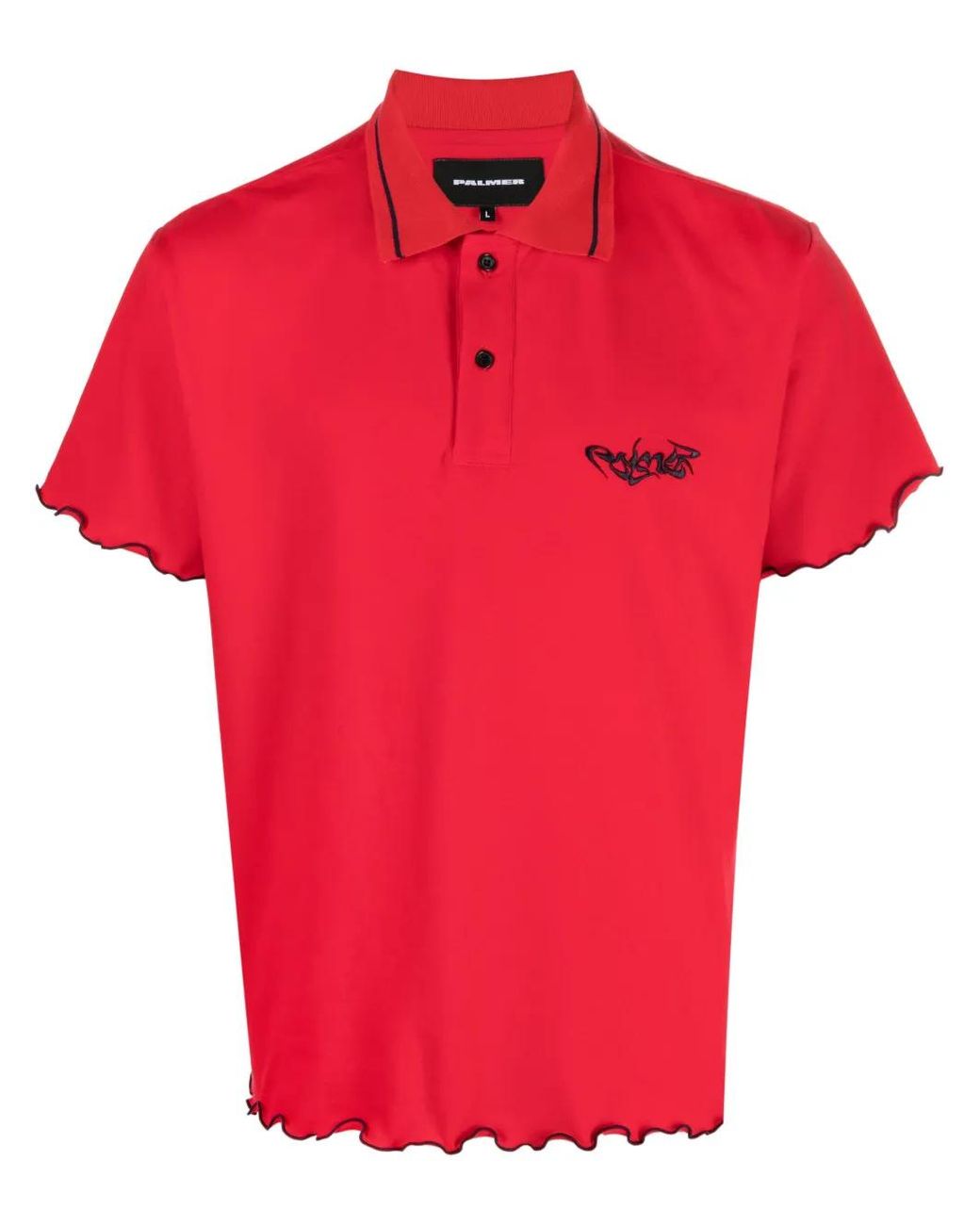 Palmier Red Lettuce-Edge Polo Shirt for men
