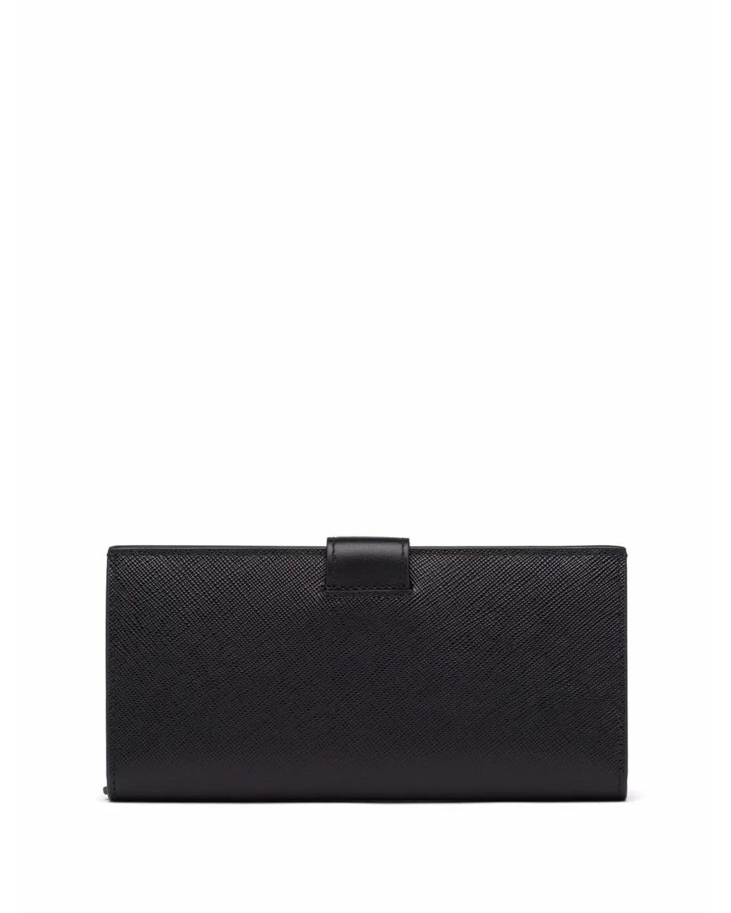 Prada Gray Logo-Plaque Leather Wallet