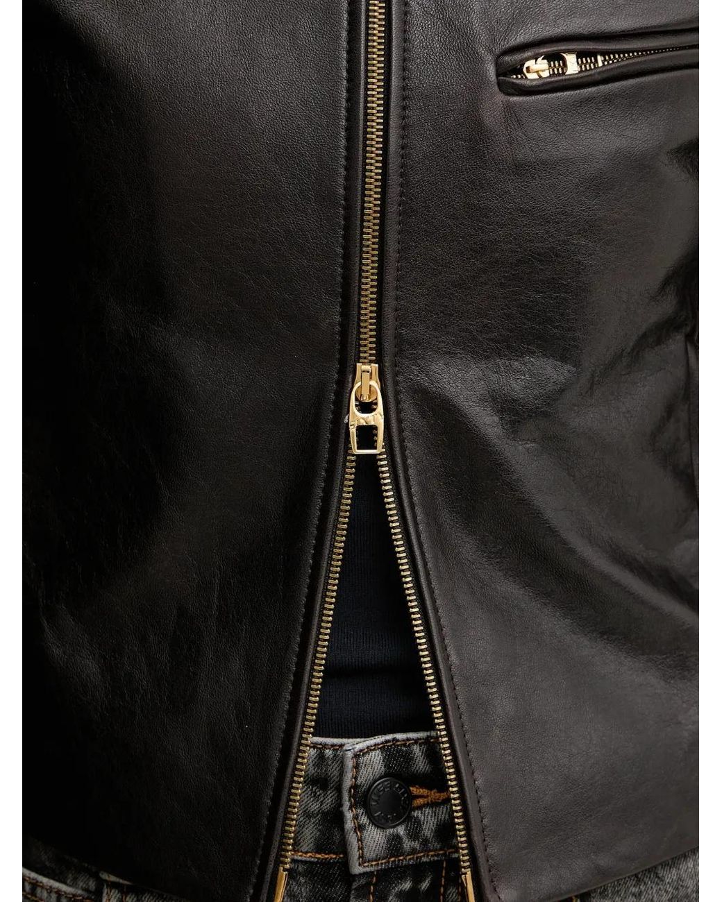 Miss Sixty Zipped Leather Jacket in Black | Lyst