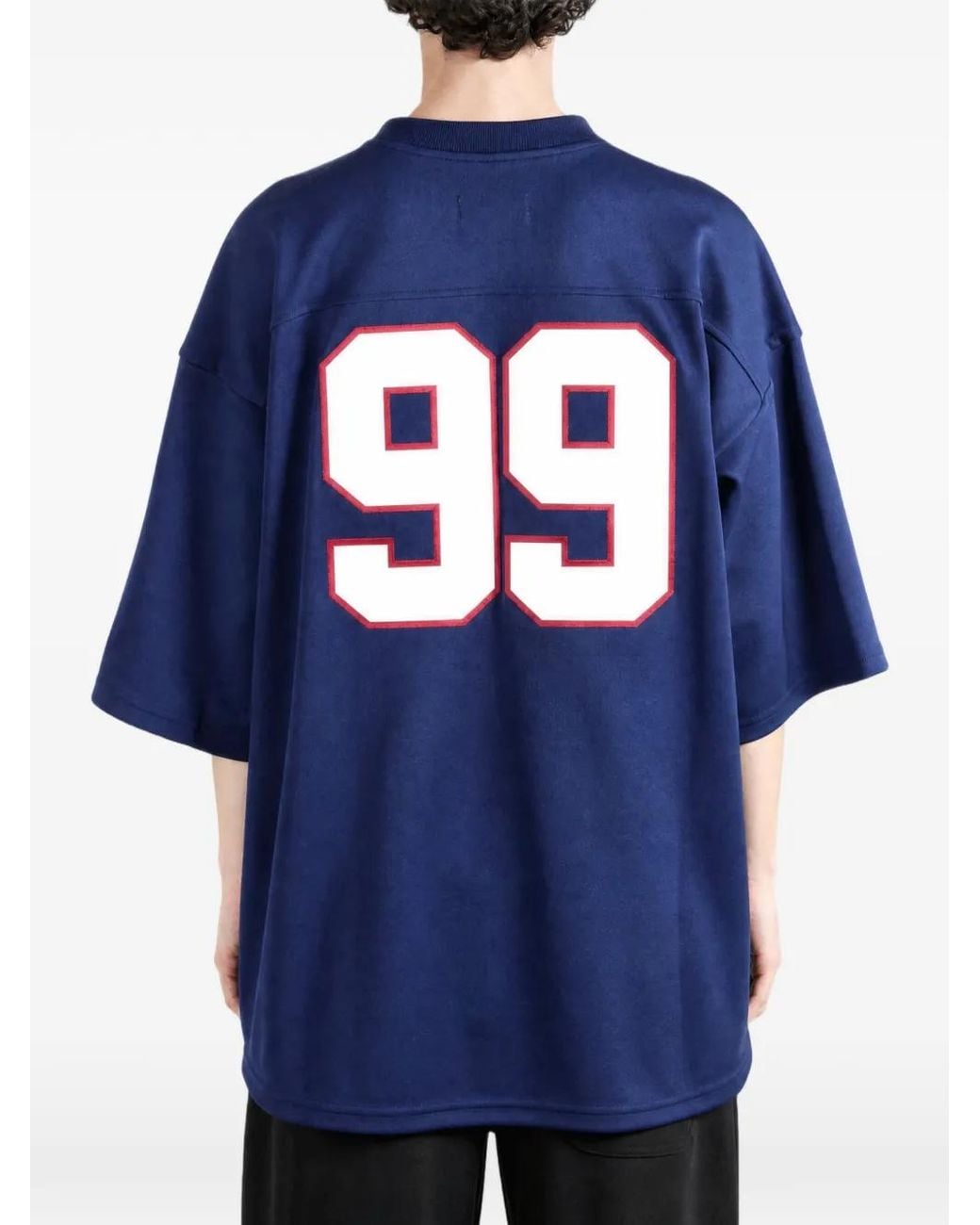 Willy Chavarria Blue Logo-Embroidered Oversized T-Shirt