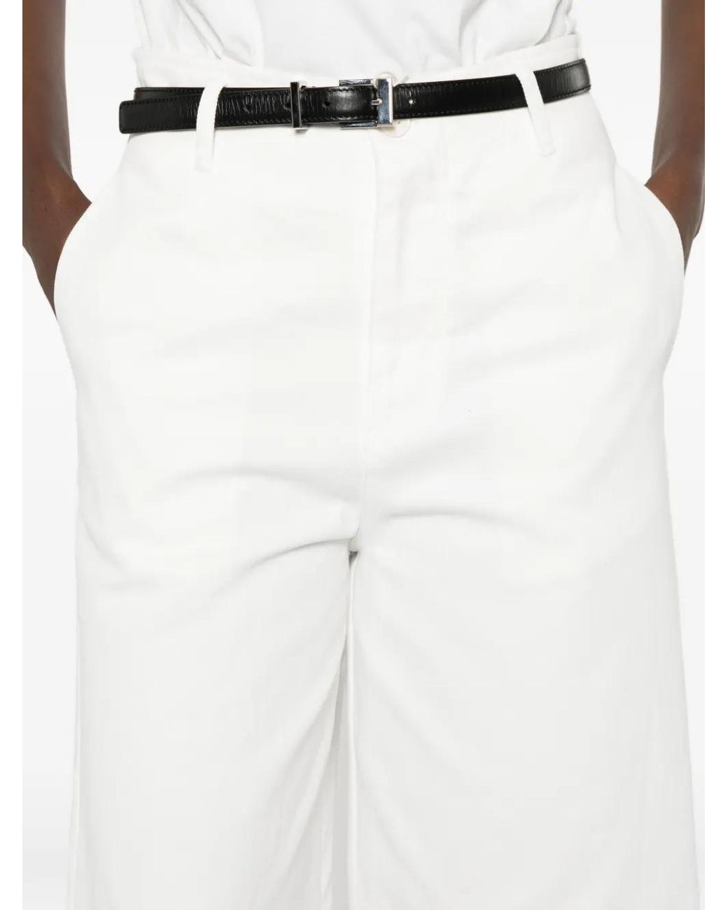 ELEH White Pantalon Ample À Taille-Haute