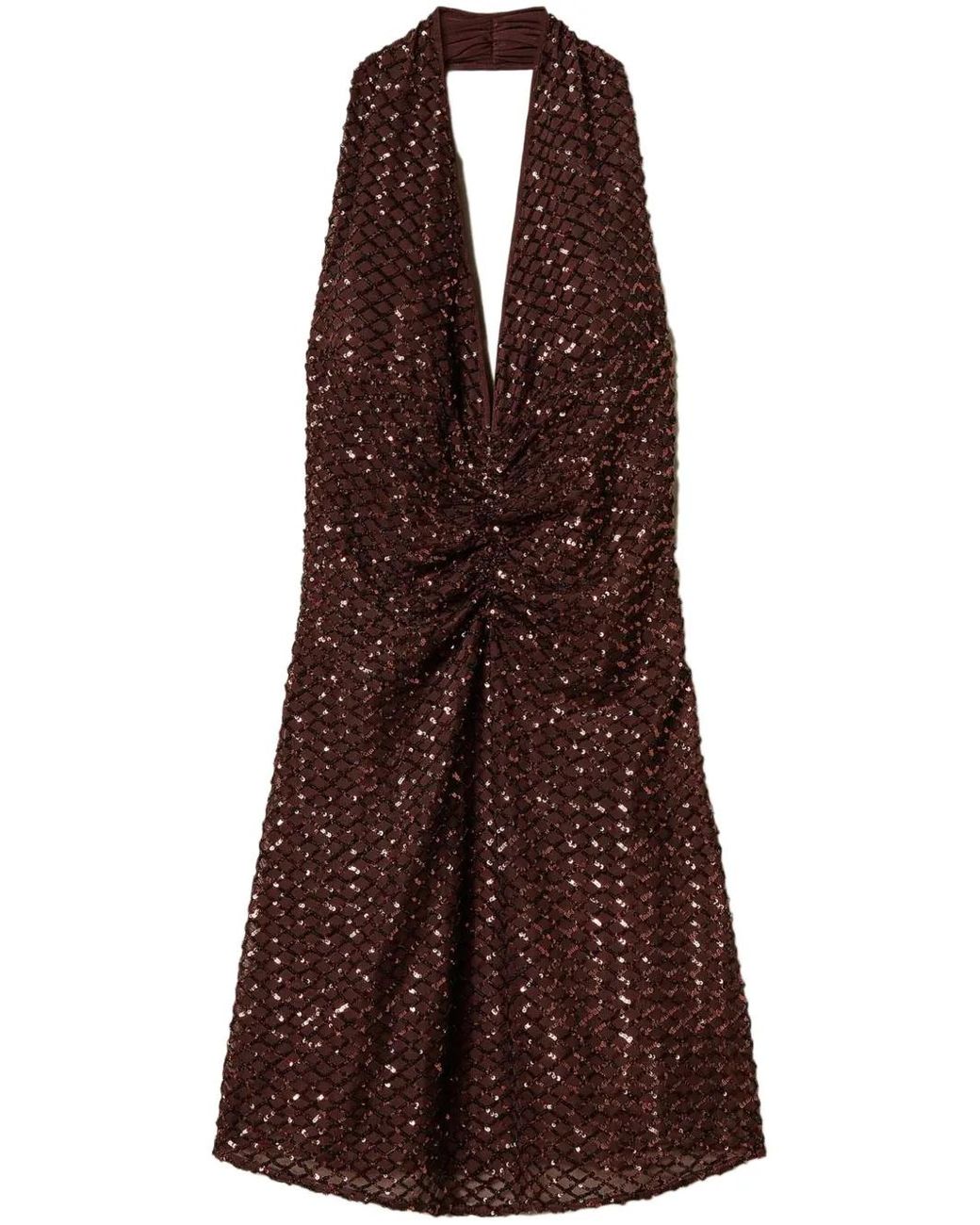Twinset Brown Sequinned Mini Dress