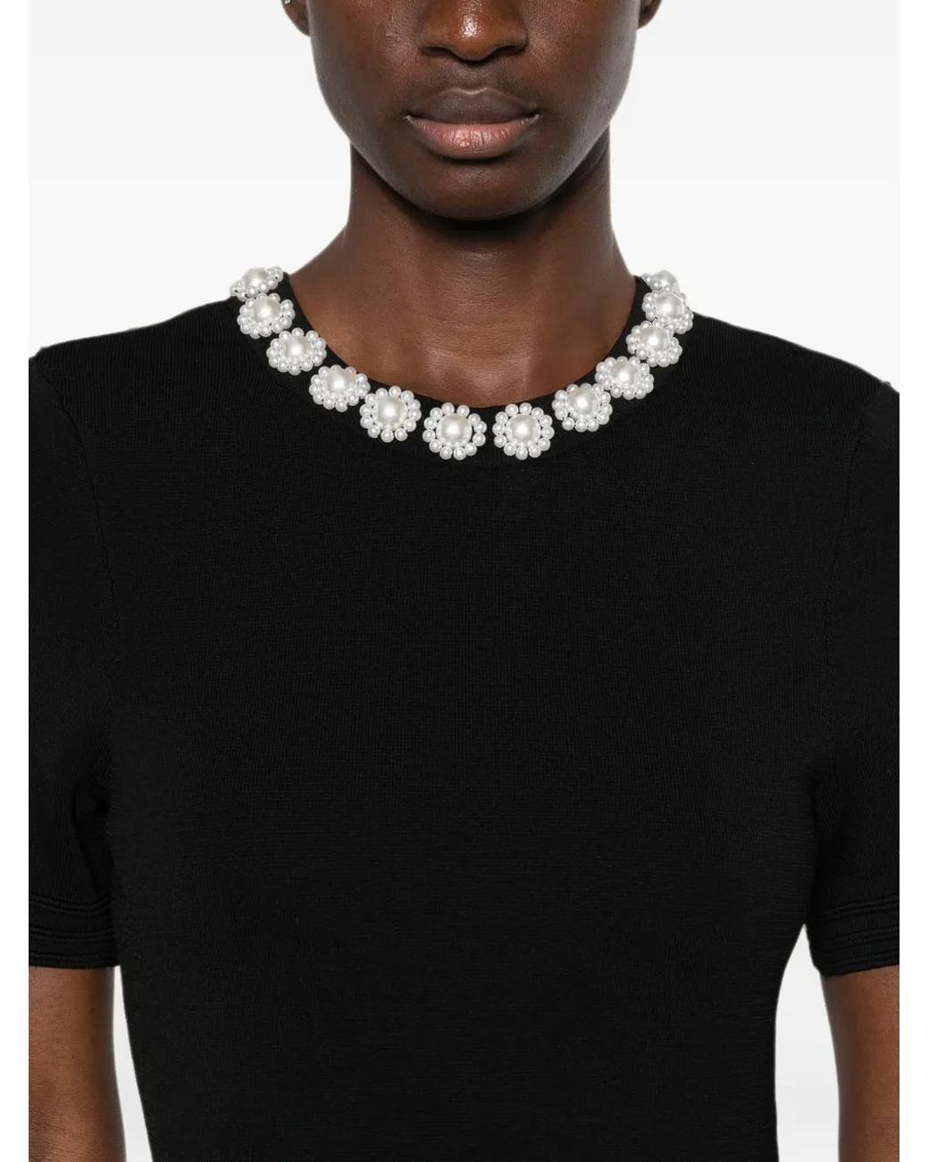 Sandro Black Short Dress With Beaded Flowers