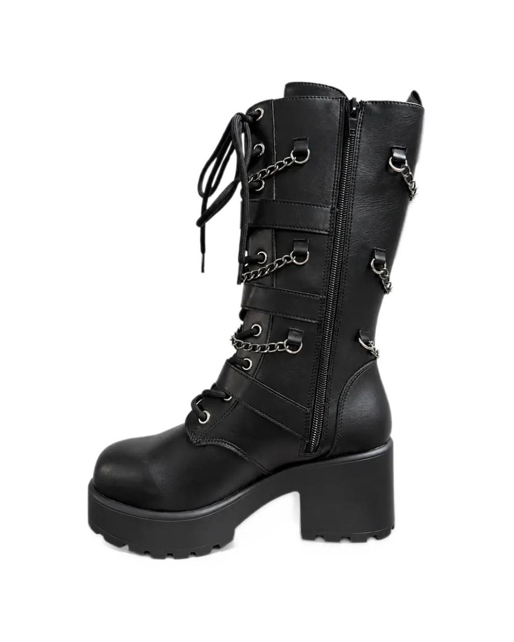 Altercore Buckle-Strap Chain-Link Boots in Black | Lyst
