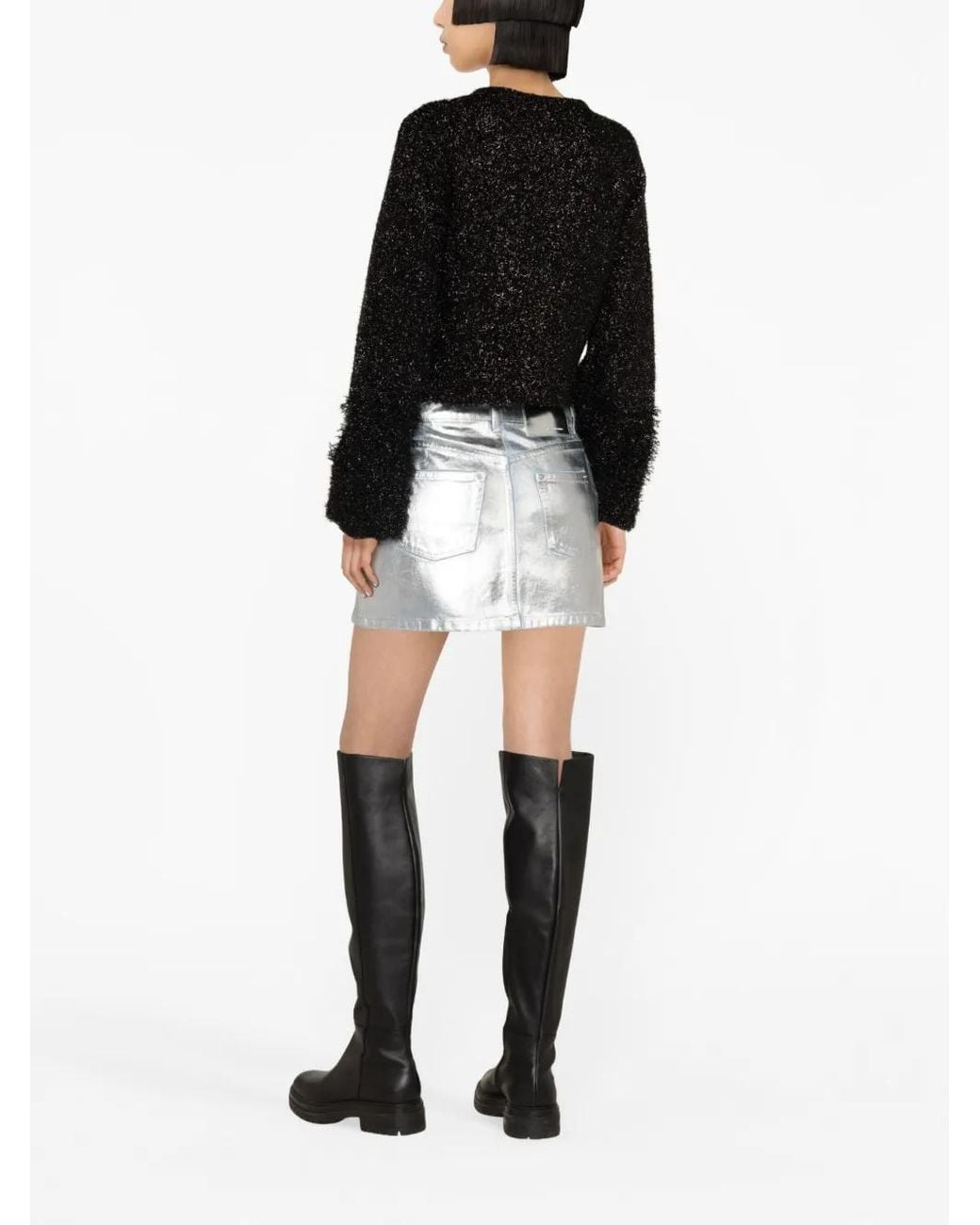 Rabanne Black Metallic Cropped Cardigan