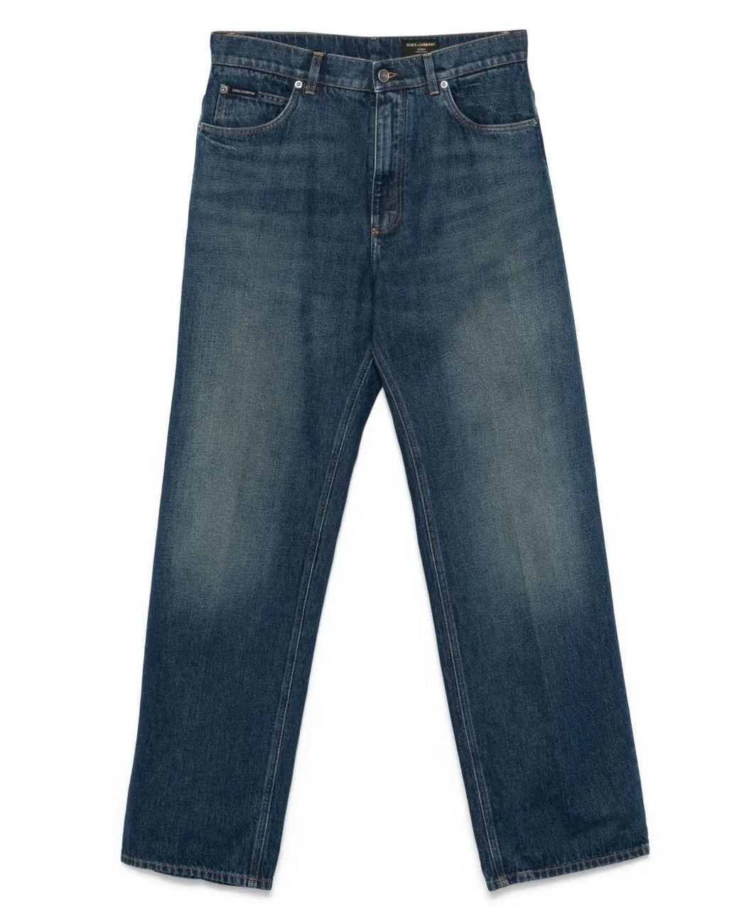 Dolce & Gabbana Blue Logo-Patch Jeans for men