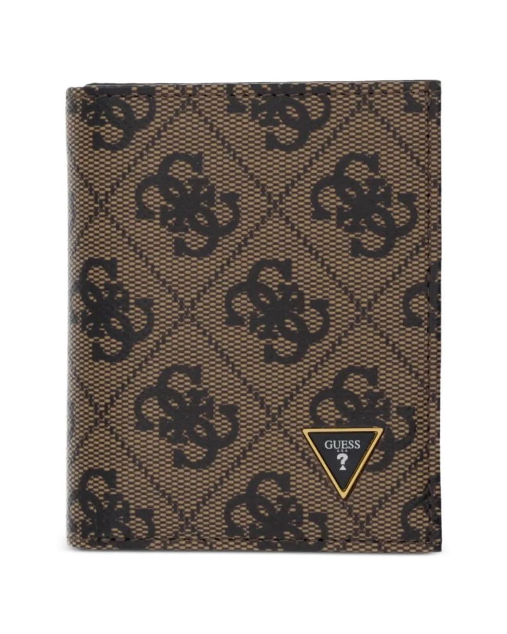 Guess Brown Milano Monogram-Print Logo-Plaque Wallet for men