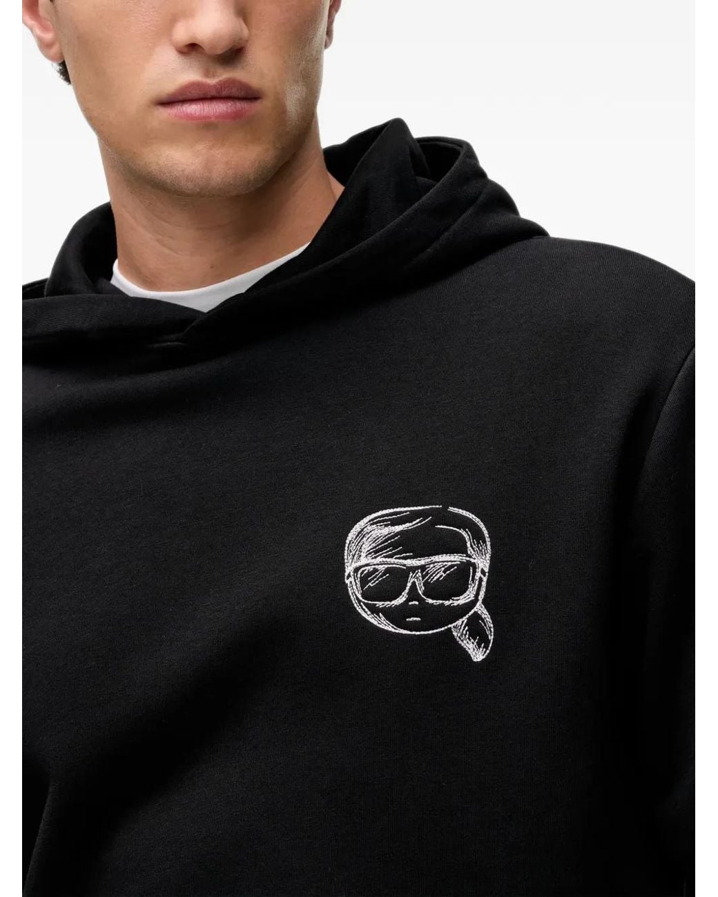 Karl Lagerfeld Black Ikon Sketch Hoodie for men