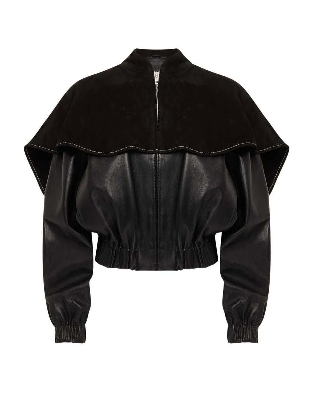 J.W. Anderson Black Oversized-Collar Leather Jacket