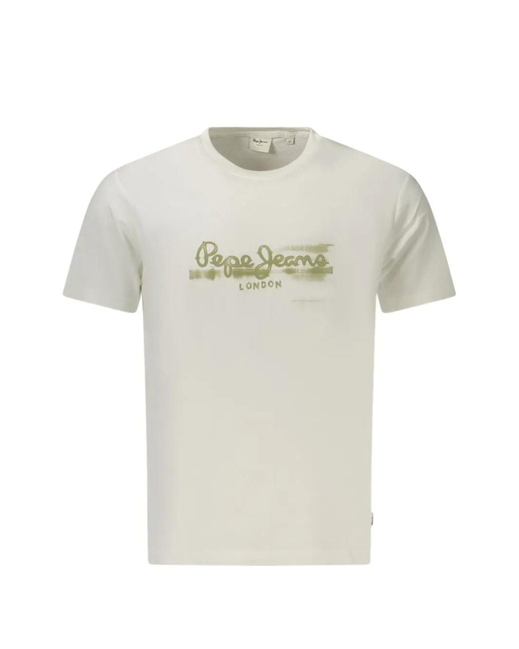 Pepe Jeans White Logo-Print Cotton T-Shirt for men
