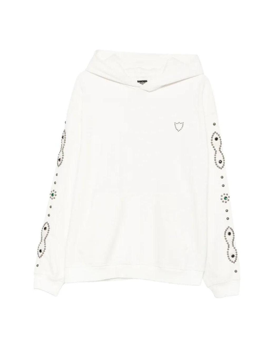 HTC White Moustache Stud-Embellished Crystal-Embellished Hoodie