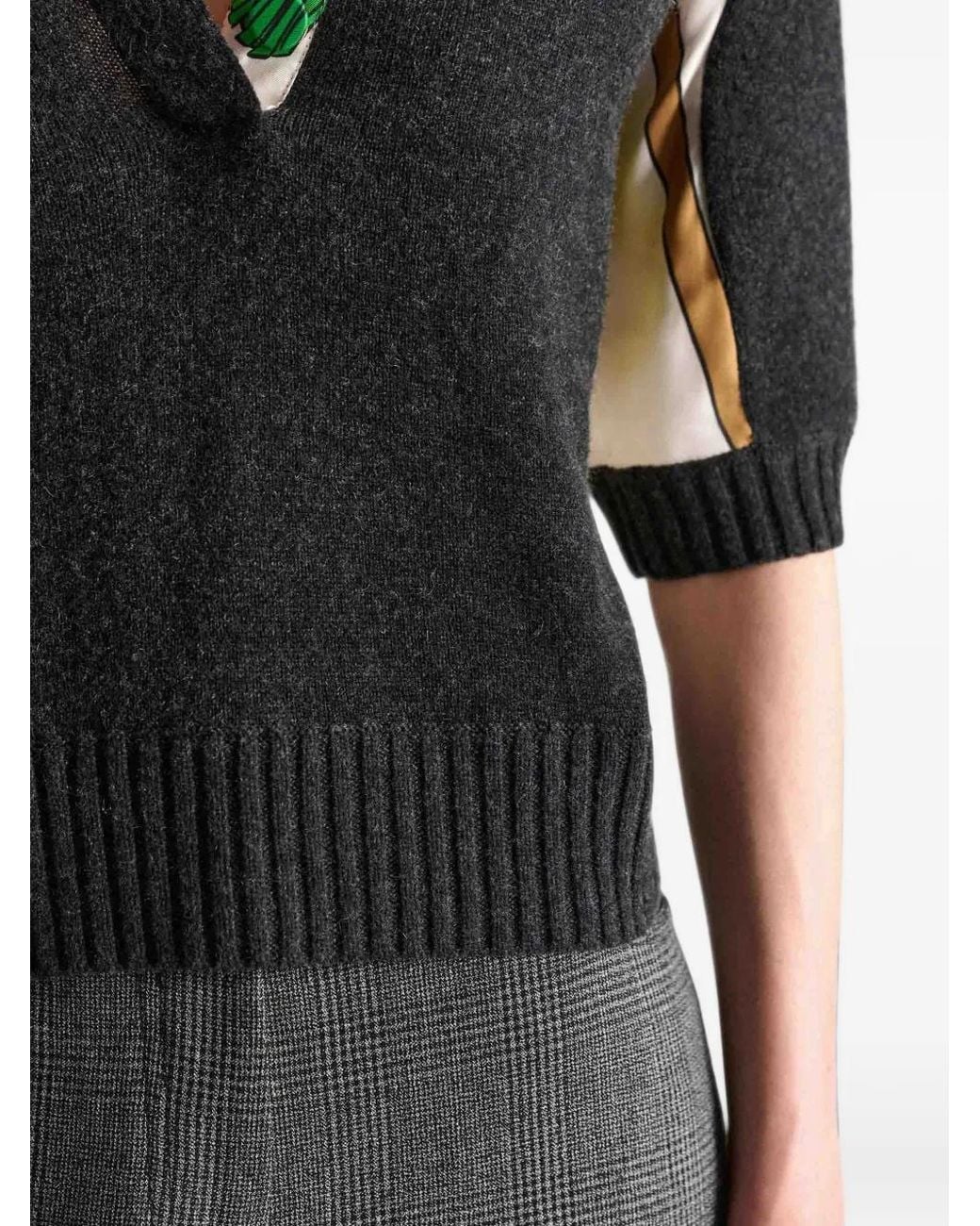 Dorothee Schumacher Black Foulard Statements V-Neck Patchwork Short-Sleeve Top