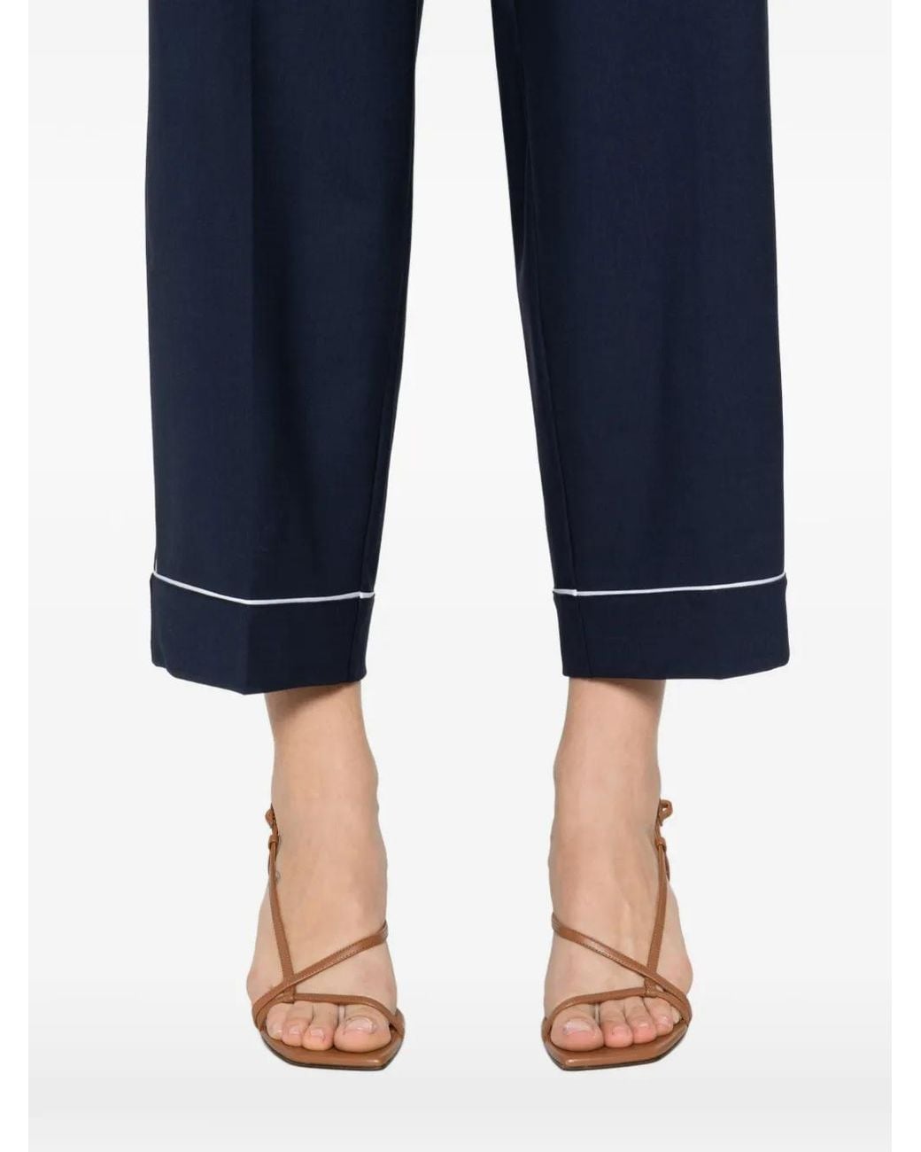 P.A.R.O.S.H. Blue Drawstring-Fastening Cropped Trousers