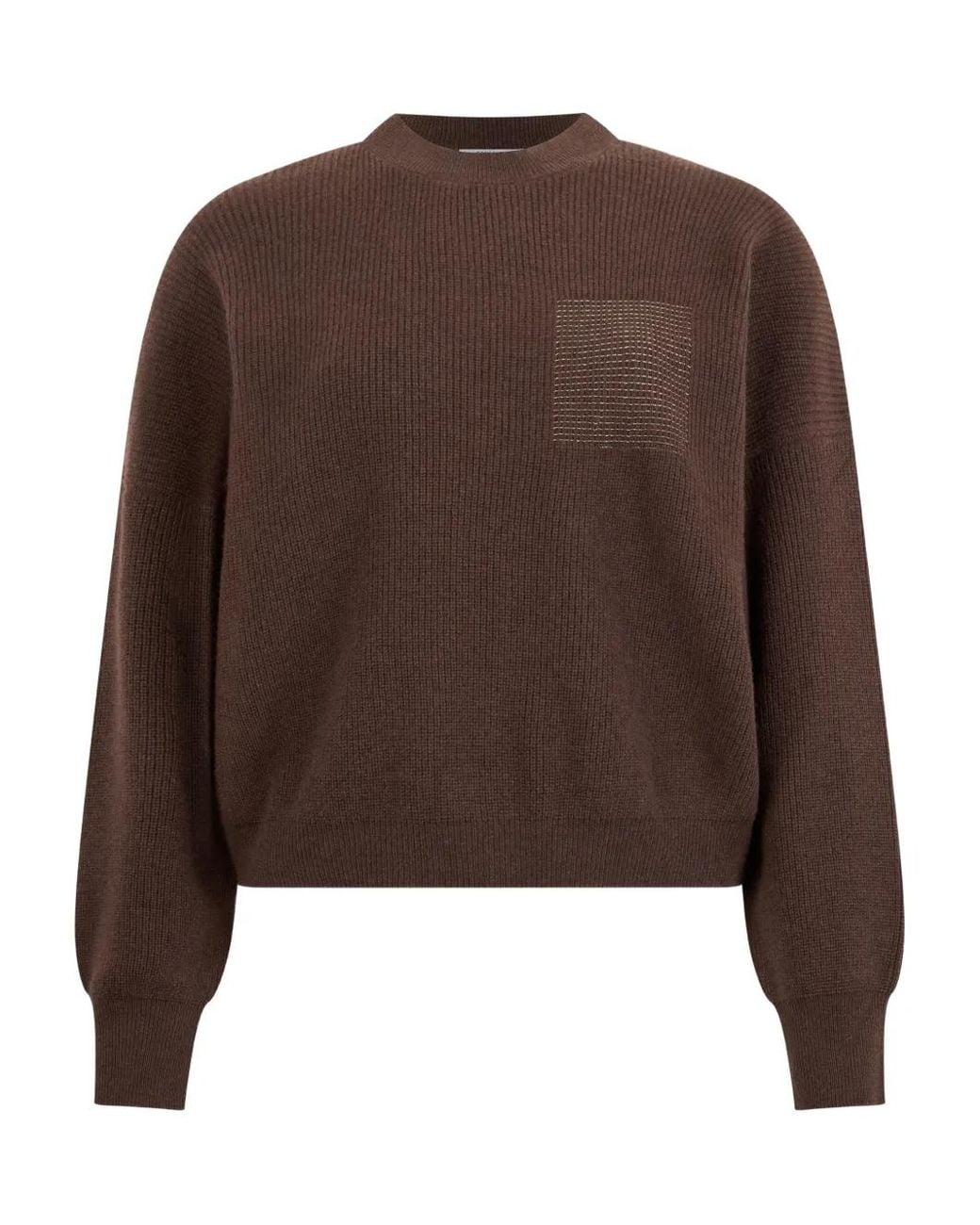 Peserico Brown Long-Sleeve Round-Neck Sweater