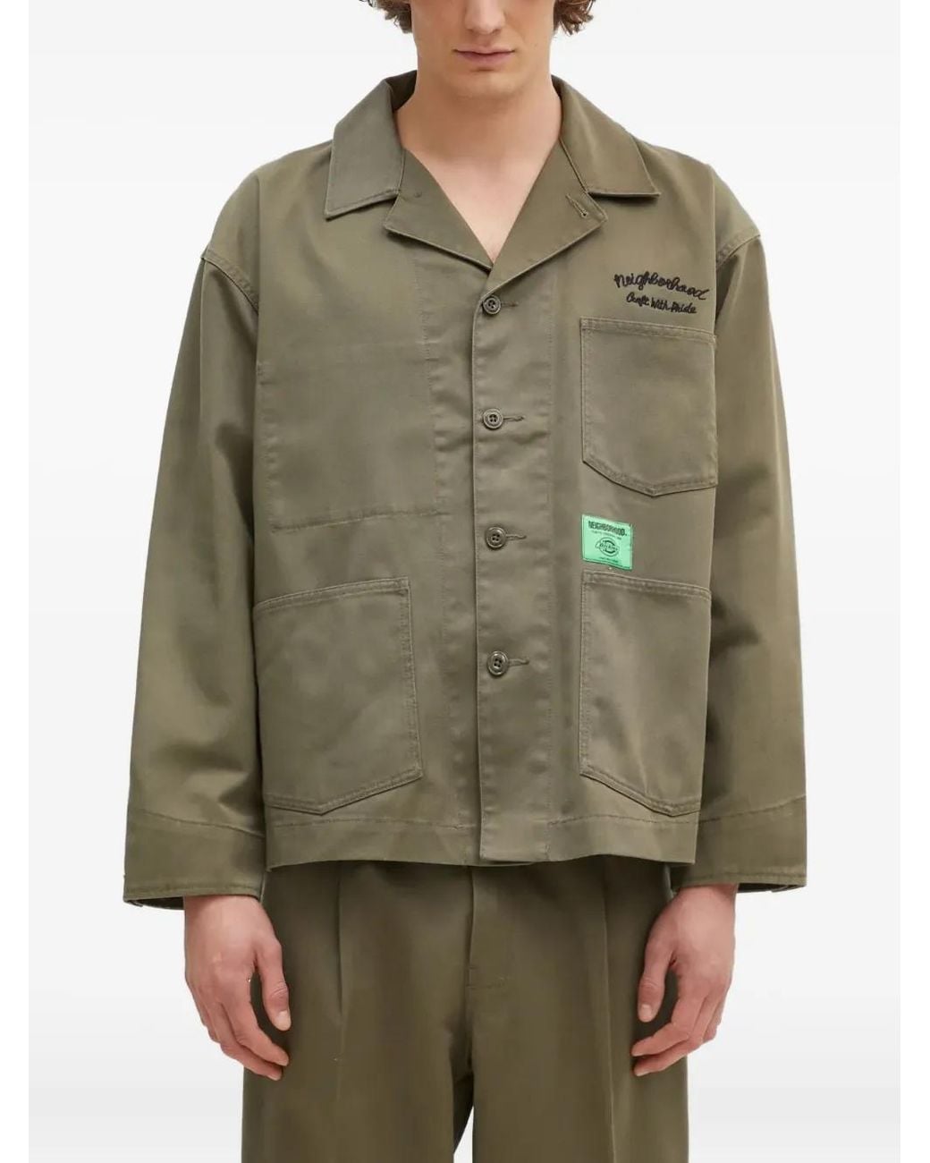 Neighborhood Green Embroidered-Logo Patch-Pocket Jacket for men