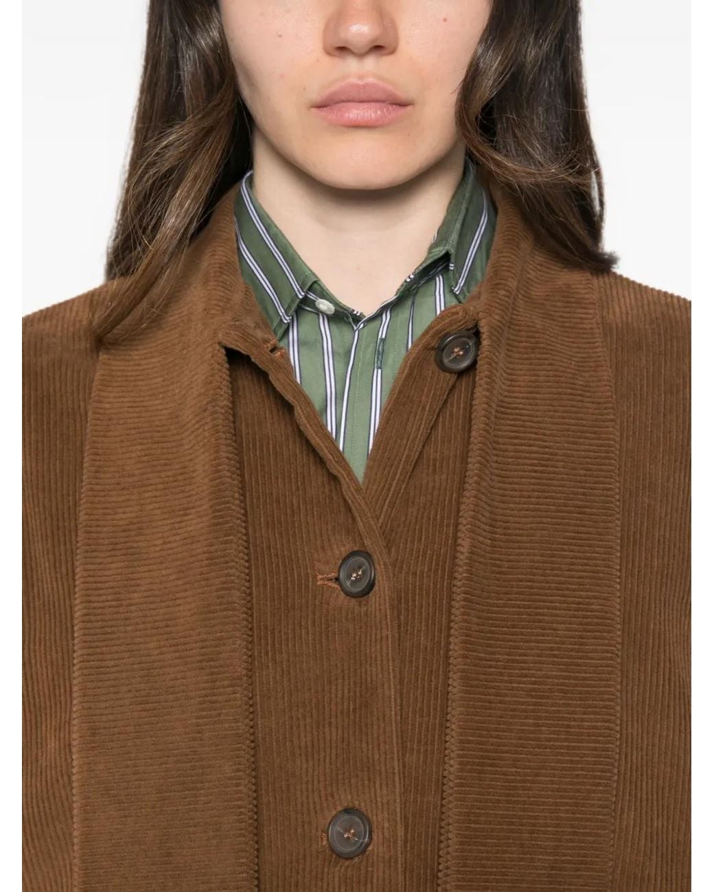 Whyci Brown Corduroy Pussy-Bow Jacket