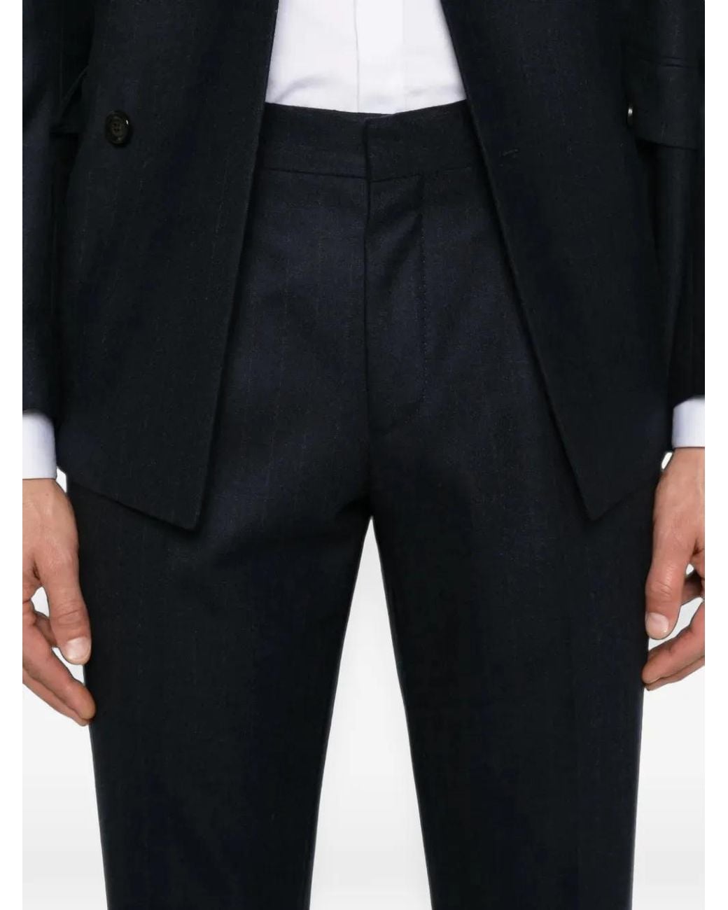 Lardini Blue Double-Breasted Pinstripe Suit for men