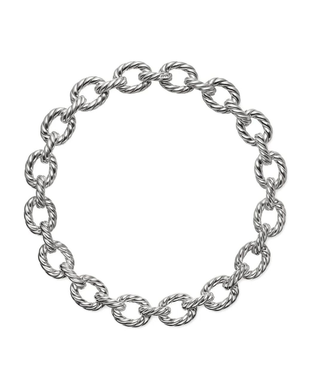 David Yurman White Sterling Oval-Link Necklace