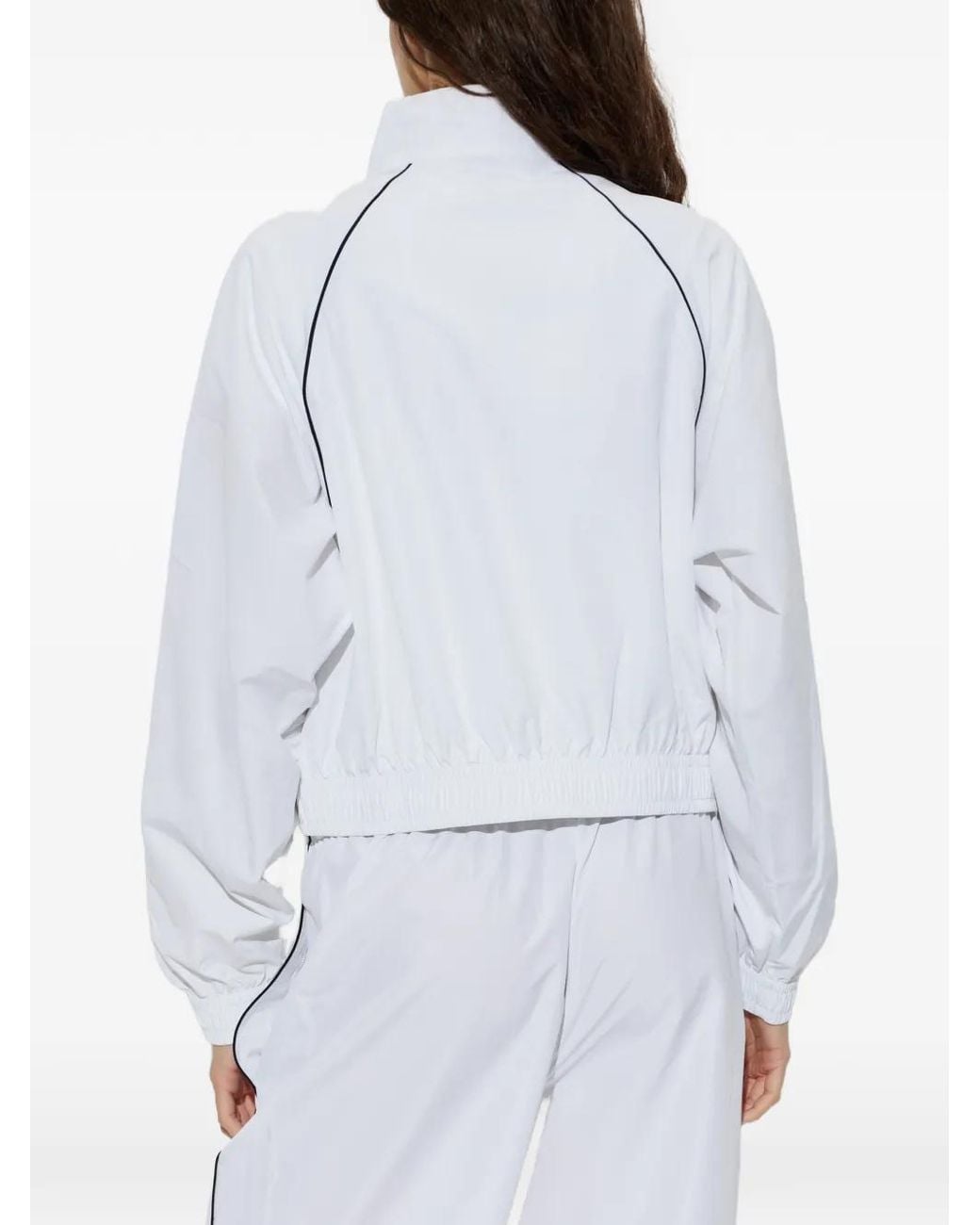 Lacoste White Piped-Trim Performance Track Jacket