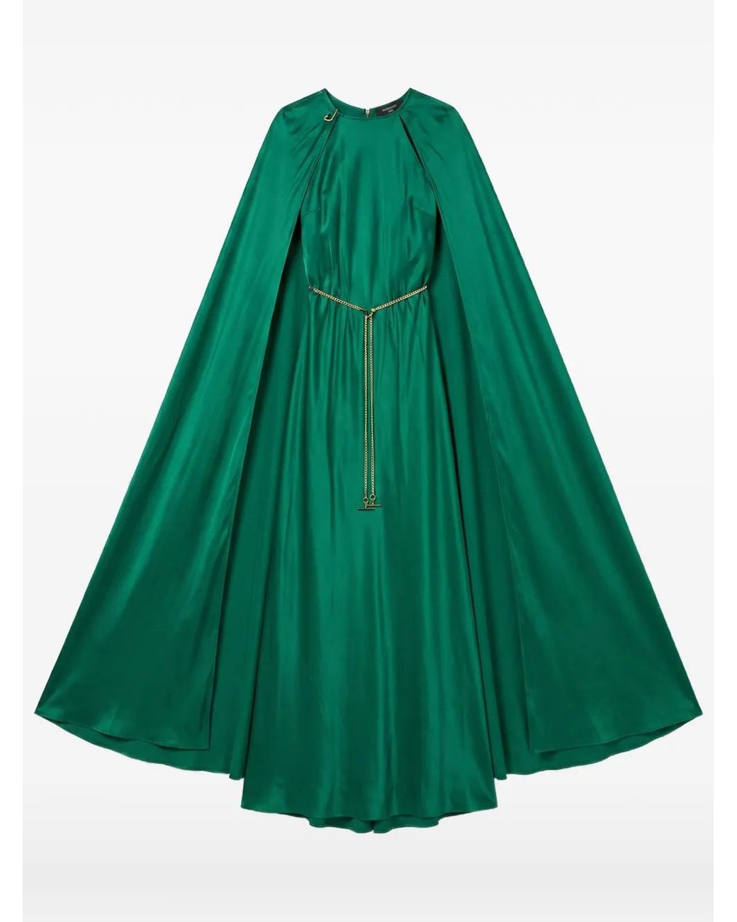 Danamé Green Cape-Style Chain-Belt Maxi Dress