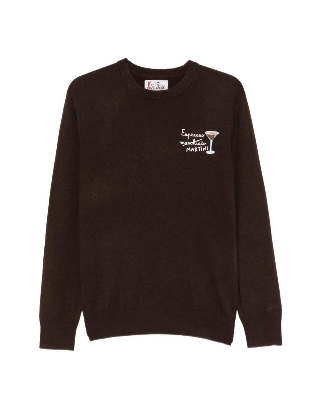 Mc2 Saint Barth Brown Heron Embroidered Crew-Neck Sweater for men