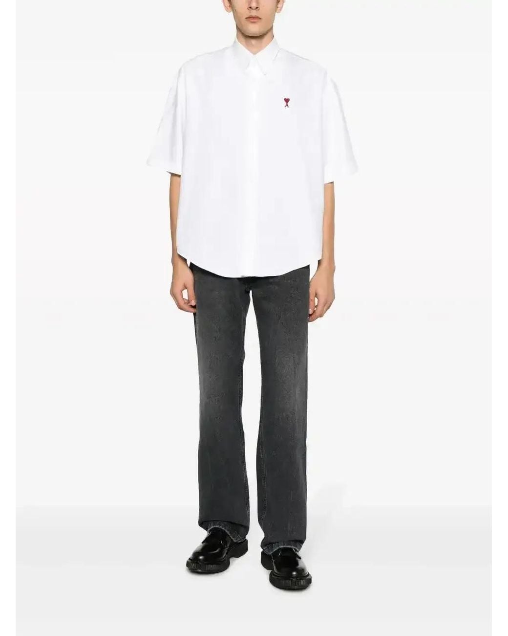 AMI Blue Mid-rise Straight-leg Jeans for men